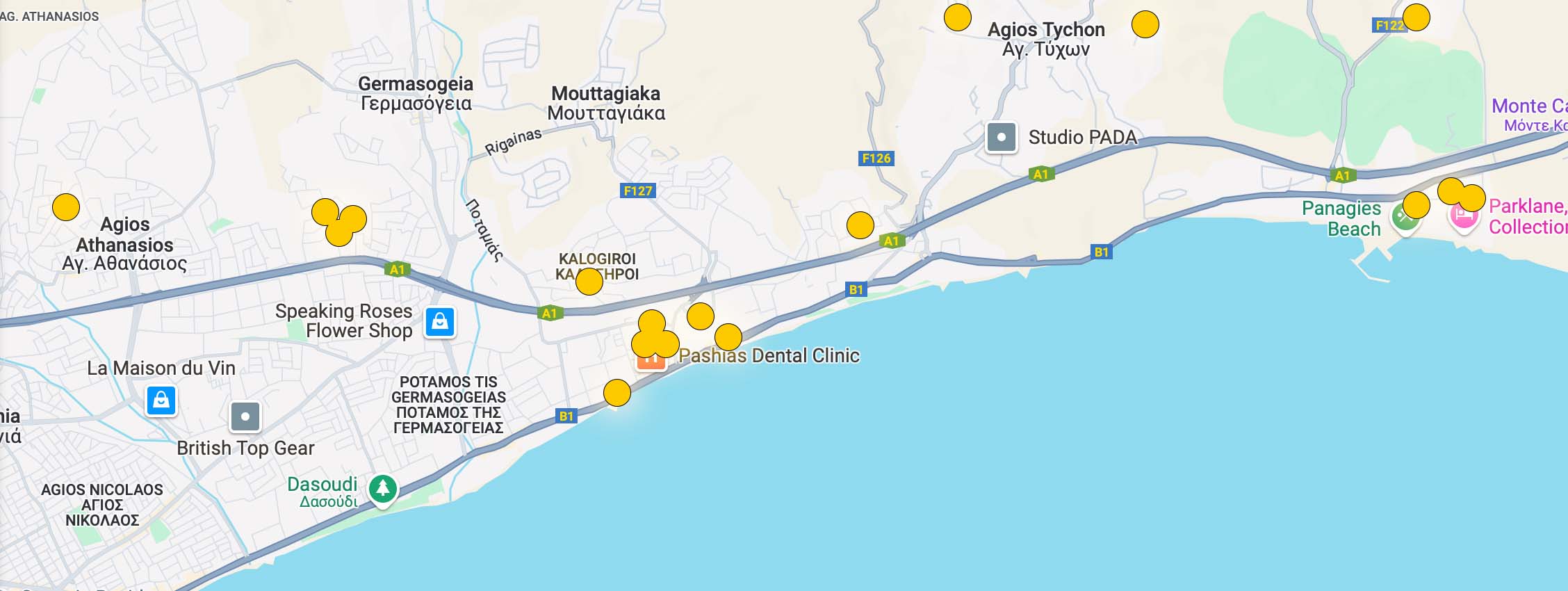 Map showing INDIPROP property locations in Limassol